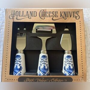 Matix Blue and White Cheese Knives Set